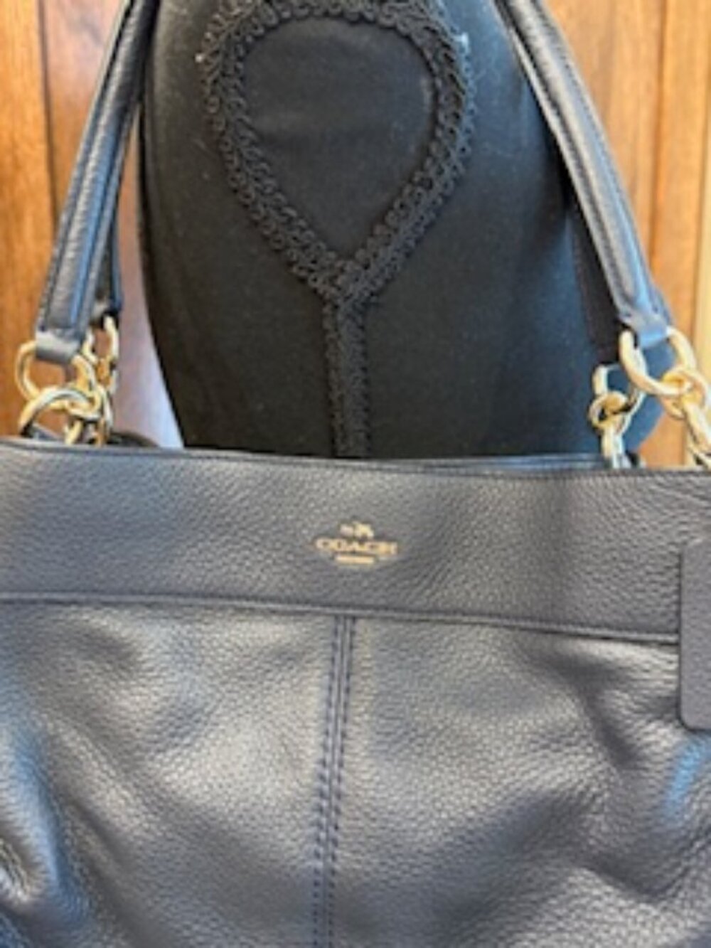 Coach Black Leather Hobo Shoulder Bag – 3 Compartments - Picture 2 of 5